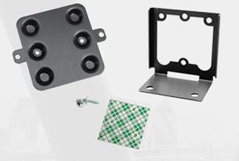 RFIDEAS, BLACK ANGLE MOUNTING BRACKET FOR A PCPROX READER TO BE MOUNTED VERTICAL OR SIDE POSITION, INCLUDES ANGLE BRACKET, (2) #4 SCREWS, (2) FOAM TAPE SQUARES, INSTRUCTIONS